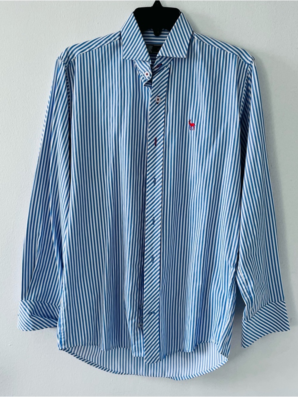 Men's Blue Striped Button-Up Shirt